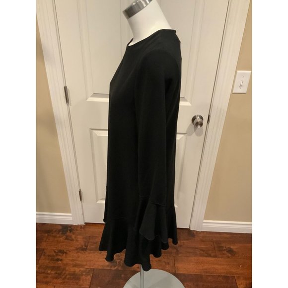 Theory Black Long Flare Sleeves Mini Shift Dress, Size 6 - Picture 5 of 8